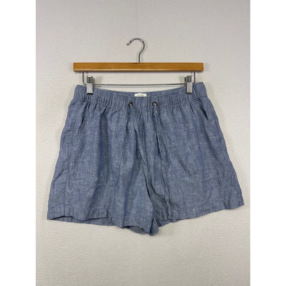 Coastal Summer C&C California Womens Medium Blue 100% Linen Drawstring Shorts